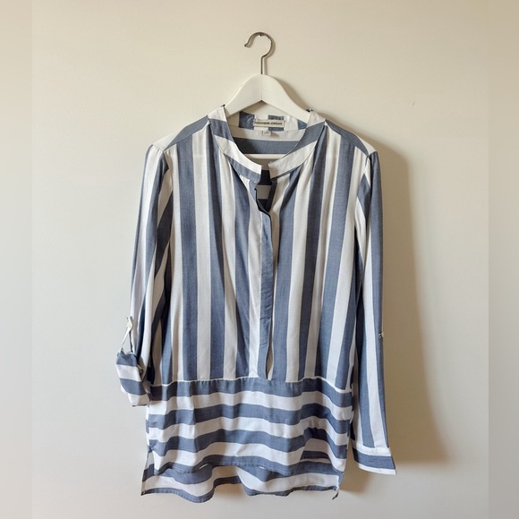Alexander Jordan rayon light stripes blouse size small - Picture 2 of 9